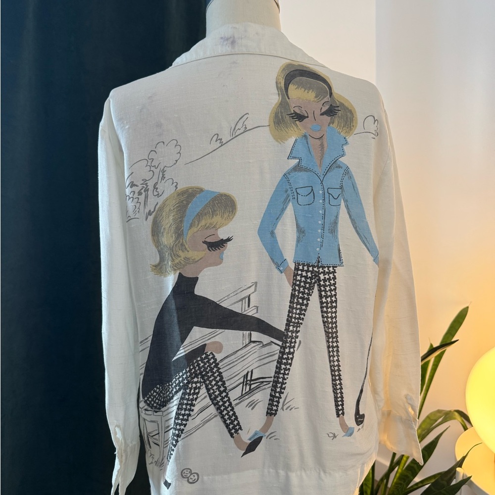Chic Illustrated Button-Up Shirt
